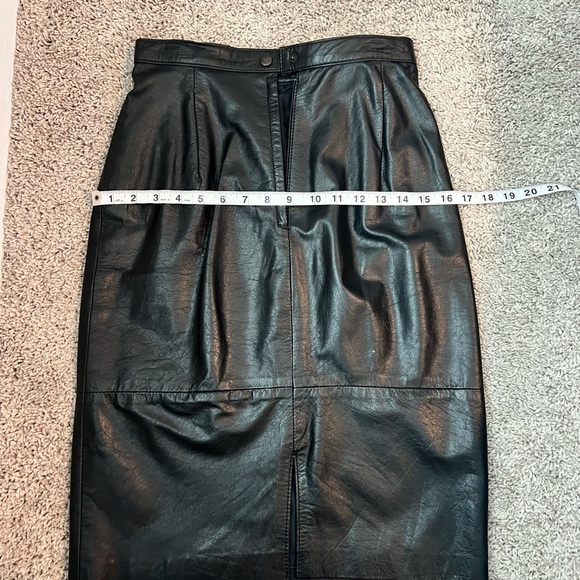 Genuine Vintage Leather Black Mini Skirt by COMINT size 5/6 - Picture 10 of 12